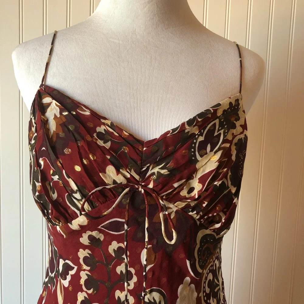 Ann Taylor Burgundy Floral Midi Dress